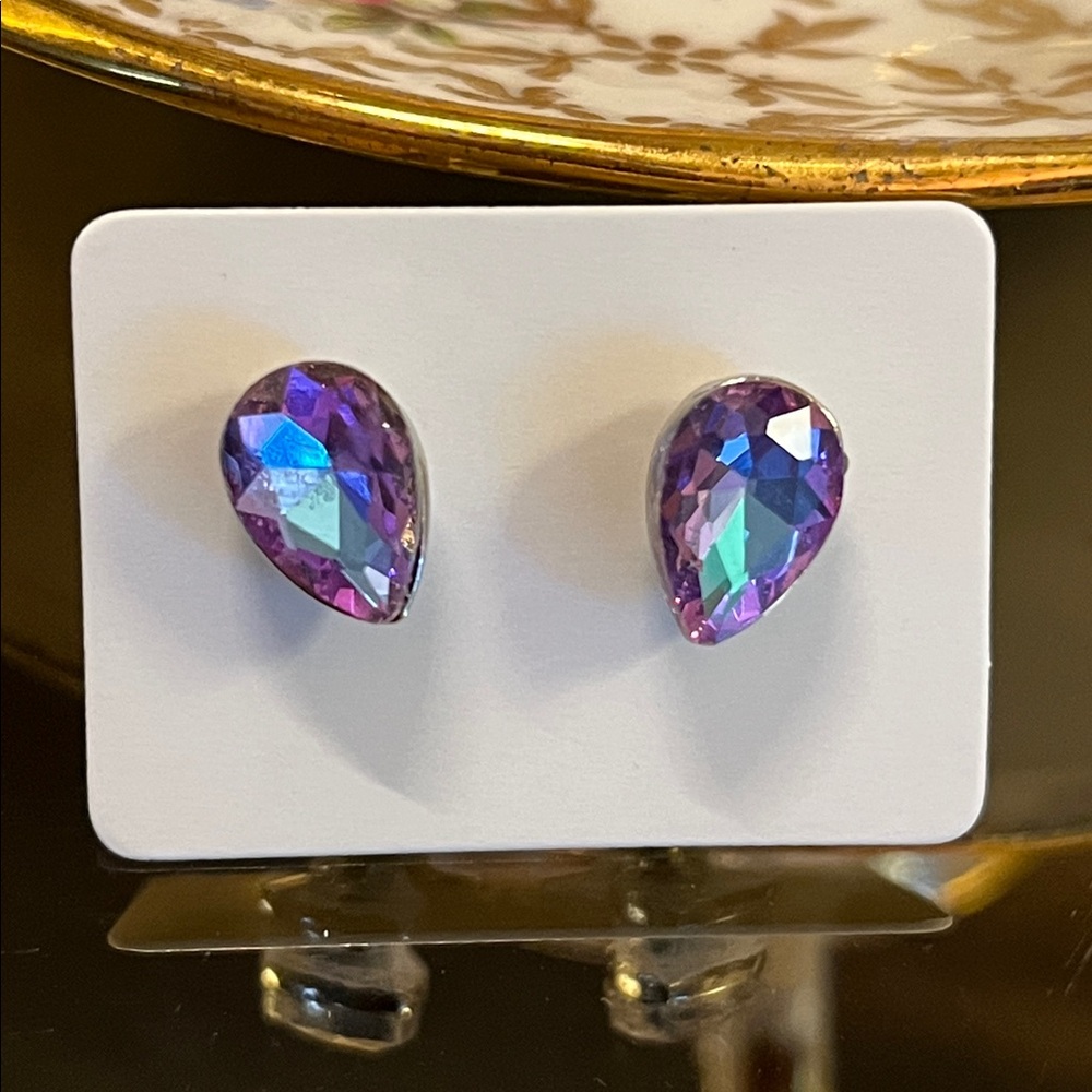 Purple Crystal Stud Earrings